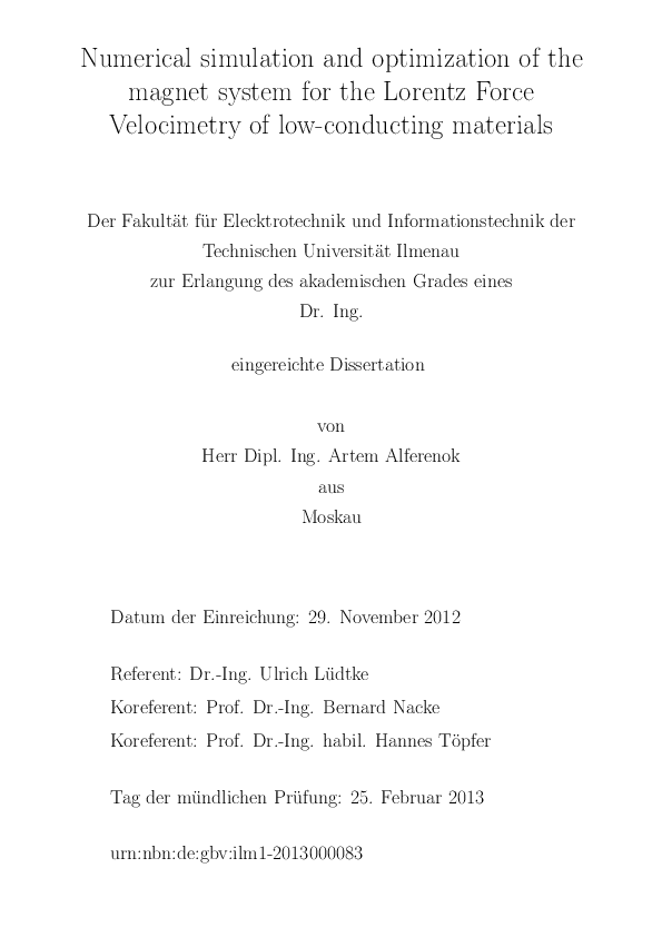 (PDF) Numerical simulation and optimization of the magnet system for ...