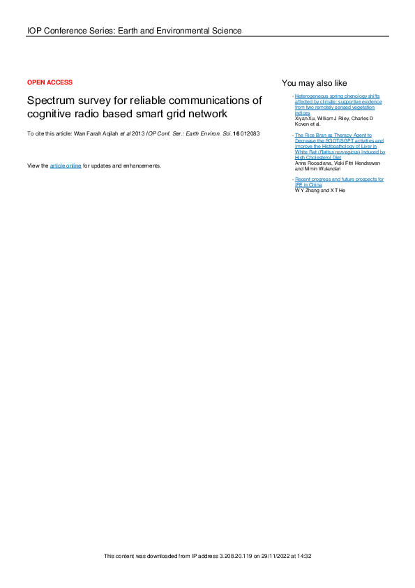 (PDF) Spectrum survey for reliable communications of cognitive radio ...