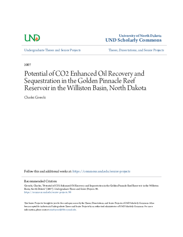 (PDF) Potential of CO2 Enhanced Oil Recovery and Sequestration in the ...