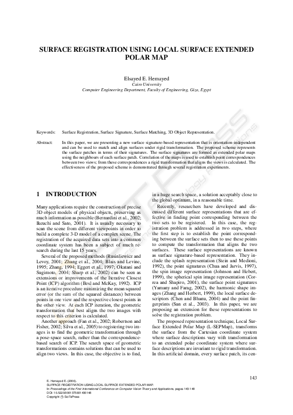 (PDF) Surface Registration Using Local Surface Extended Polar Map