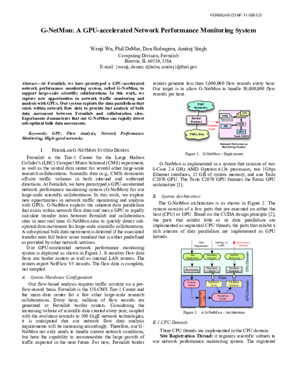 Picture of (PDF) G-NetMon: A GPU-accelerated Network Performance Monitoring System
