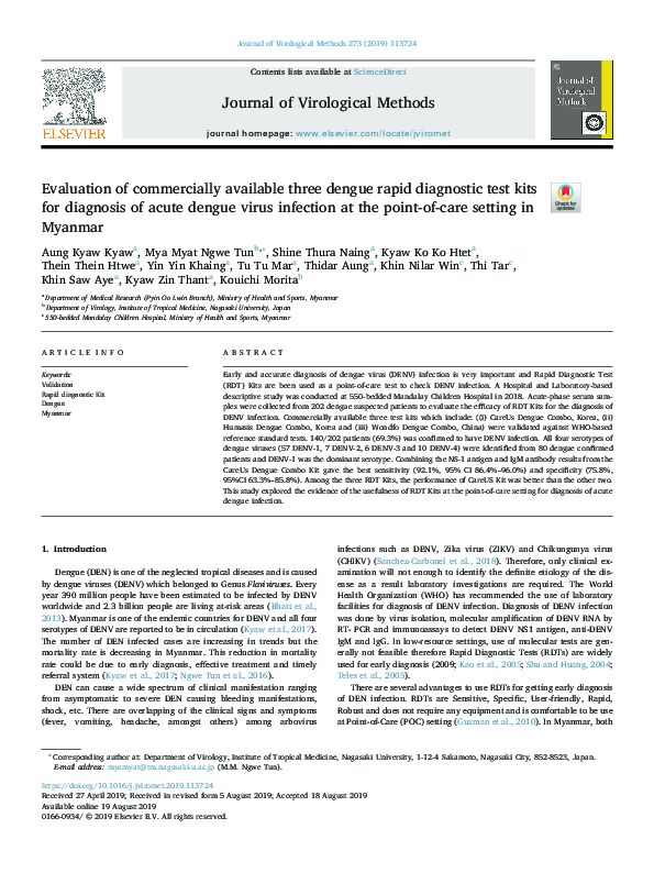 (PDF) Evaluation of commercially available three dengue rapid ...