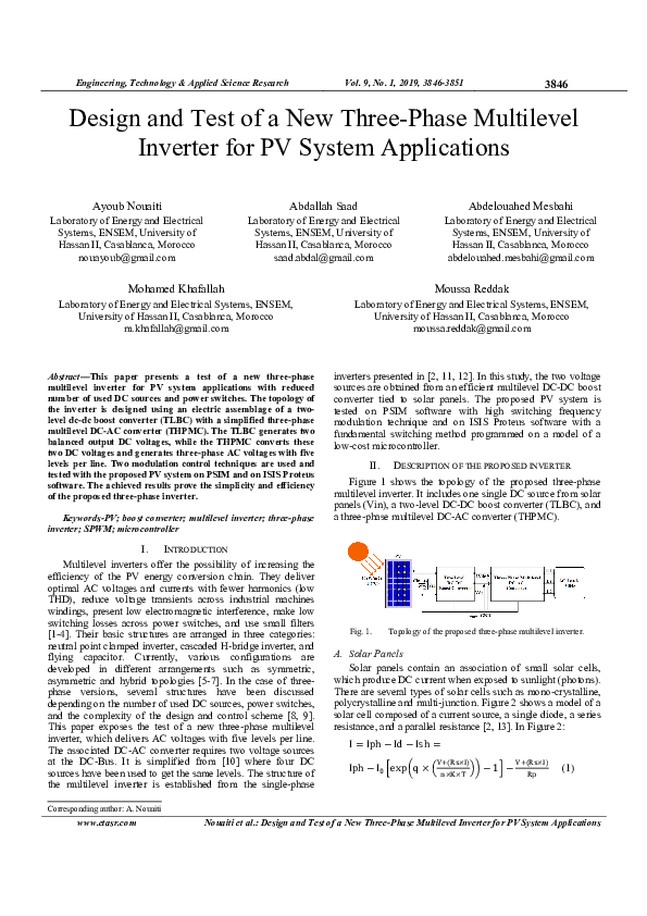 (PDF) Design and Test of a New Three-Phase Multilevel Inverter for PV ...