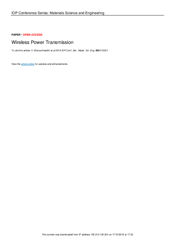 Pdf Wireless Power Transmission