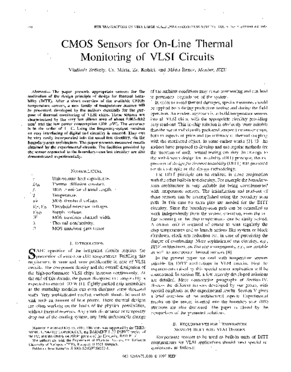 (PDF) CMOS sensors for on-line thermal monitoring of VLSI circuits