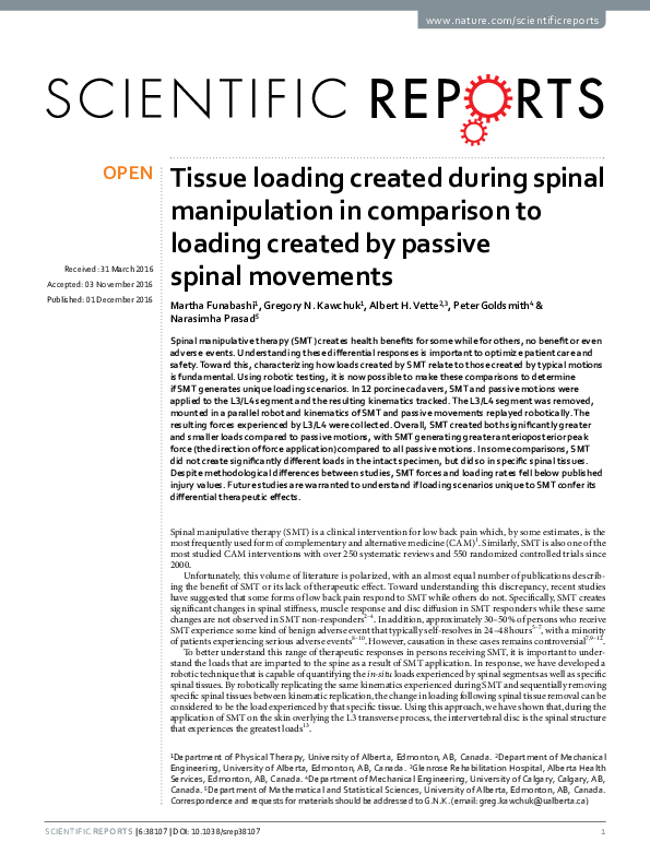 (PDF) Tissue loading created during spinal manipulation in comparison ...