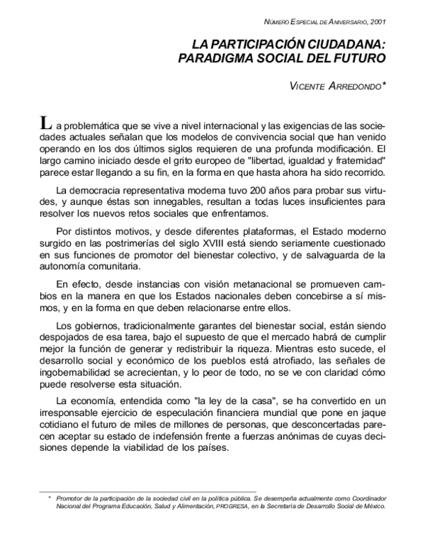 (PDF) La participación ciudadana: paradigma social del futuro