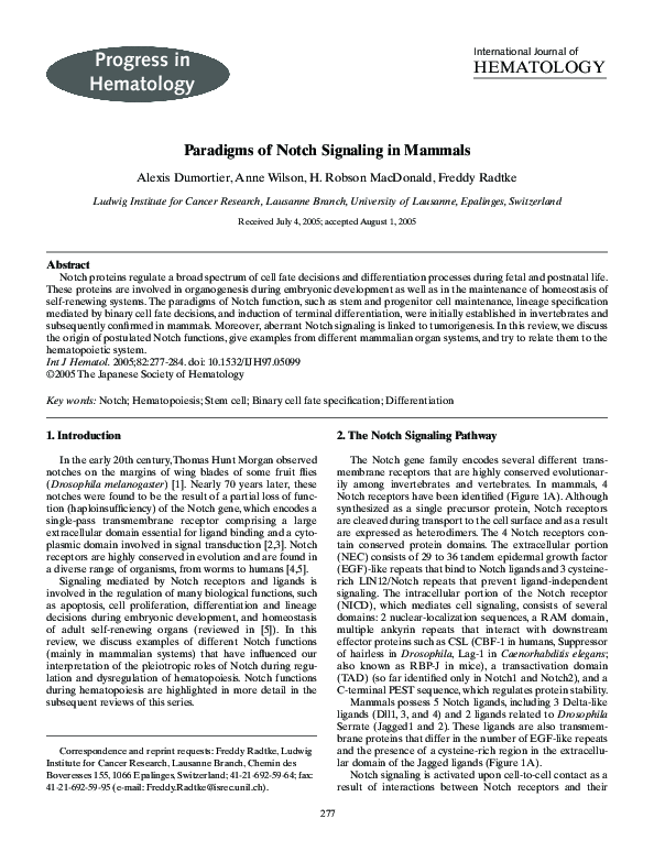 (PDF) Paradigms of Notch Signaling in Mammals