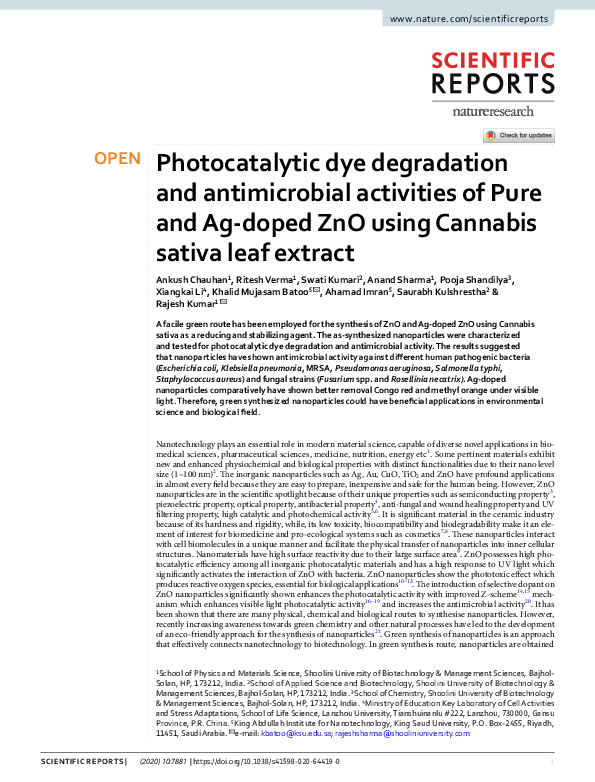 (PDF) Photocatalytic dye degradation and antimicrobial activities of ...