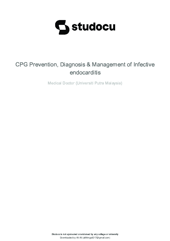 Pdf Cpg Prevention Diagnosis Management Of Infective Endocarditis