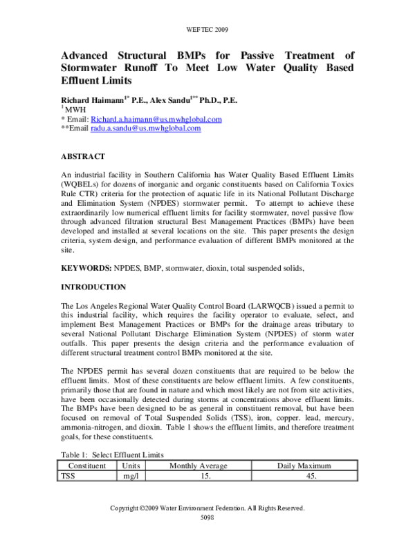 (PDF) Advanced Structural BMPs for Passive Treatment of Stormwater ...