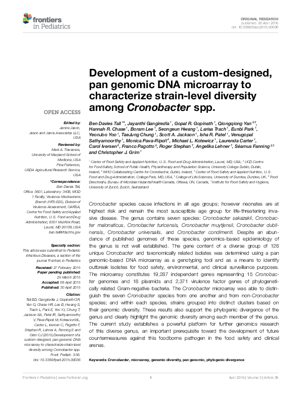 (PDF) Development of a Custom-Designed, Pan Genomic DNA Microarray to ...