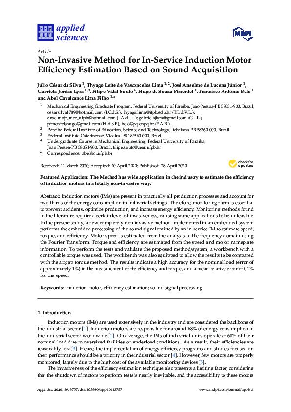 (PDF) Non-Invasive Method for In-Service Induction Motor Efficiency ...