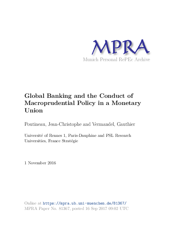 (PDF) Global banking and the conduct of macroprudential policy in a ...