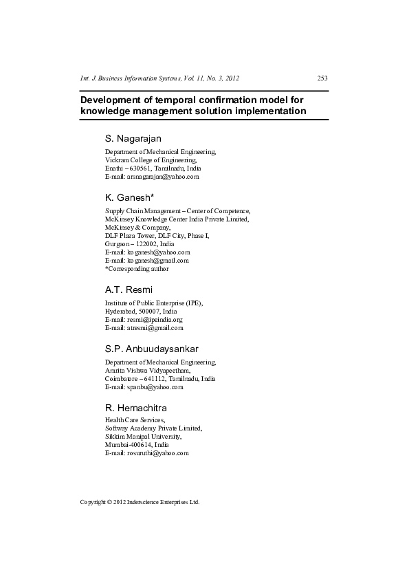 (PDF) Development of temporal confirmation model for knowledge ...