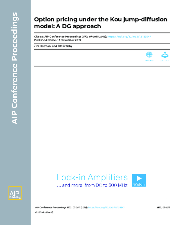 (PDF) Option pricing under the Kou jump-diffusion model: A DG approach