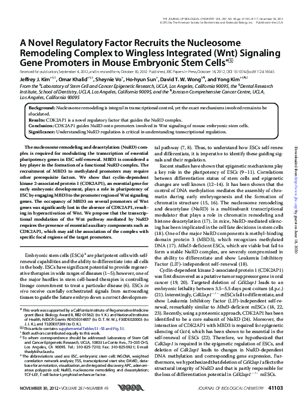(PDF) A Novel Regulatory Factor Recruits the Nucleosome Remodeling ...