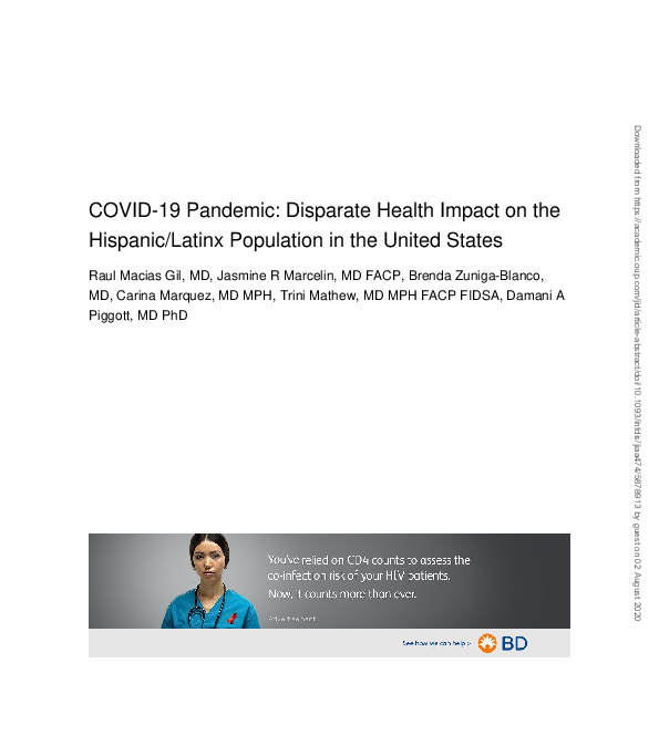 (PDF) COVID-19 Pandemic: Disparate Health Impact on the Hispanic/Latinx ...