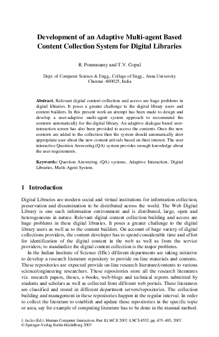 (PDF) Development of an Adaptive Multi-agent Based Content Collection ...