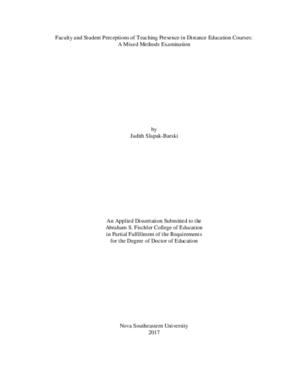 (PDF) Faculty and Student Perceptions of Teaching Presence in Distance ...