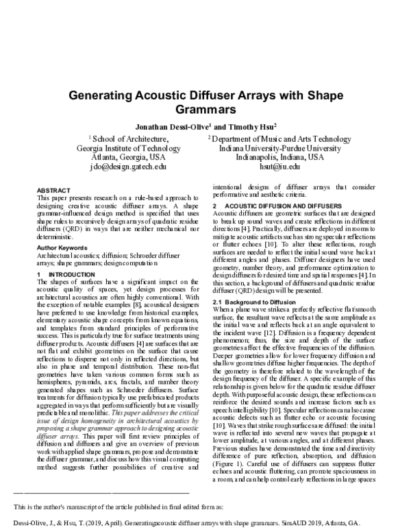 (PDF) Generating Acoustic Diffuser Arrays with Shape Grammars