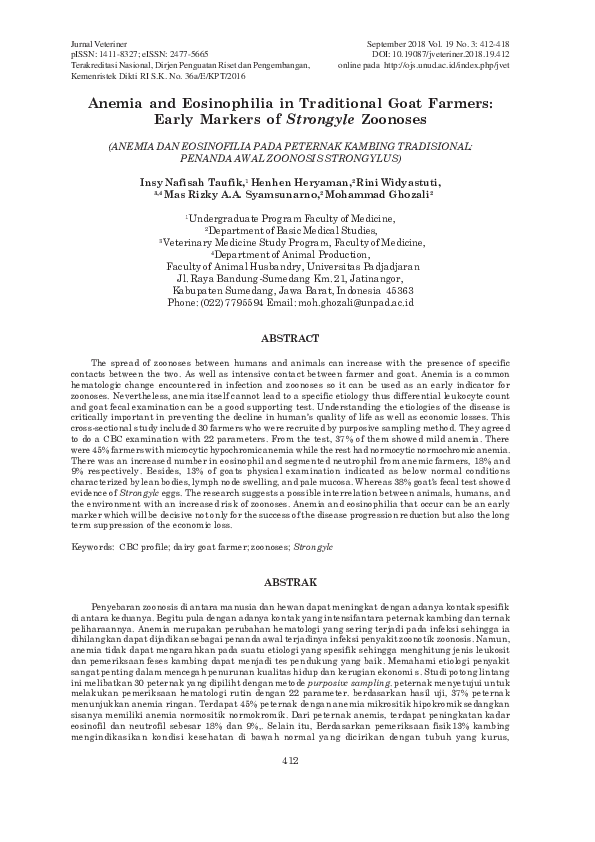 (PDF) Anemia and Eosinophilia in Traditional Goat Farmers Early