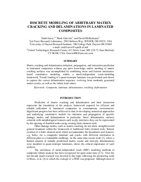 (PDF) Discrete Modeling of Arbitrary Matrix Cracking and Delaminations ...