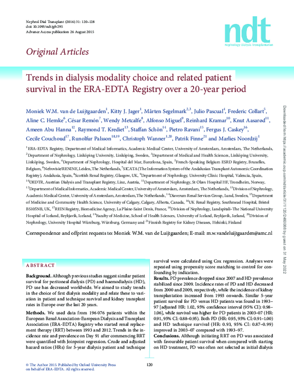 (PDF) Trends in dialysis modality choice and related patient survival ...