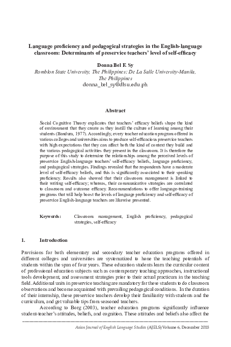 (PDF) Language proficiency and pedagogical strategies in the English ...