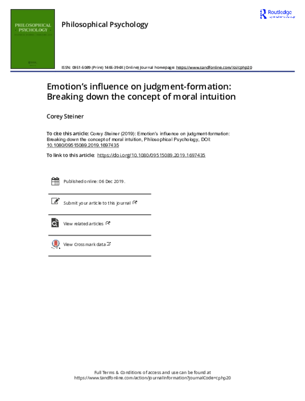 (PDF) Emotion’s influence on judgment-formation: Breaking down the ...