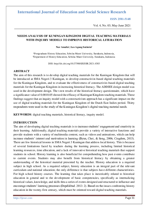 (PDF) Needs Analysis of Kuningan Kingdom Digital Teaching Materials ...