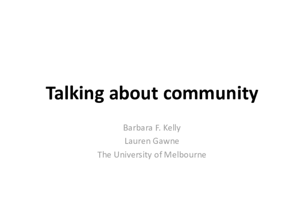 (PDF) Talking about community