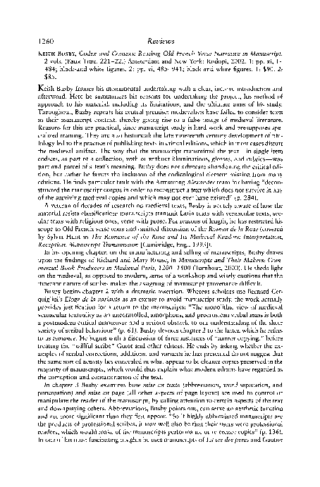 (PDF) Keith Busby, Codex and Context: Reading Old French Verse ...