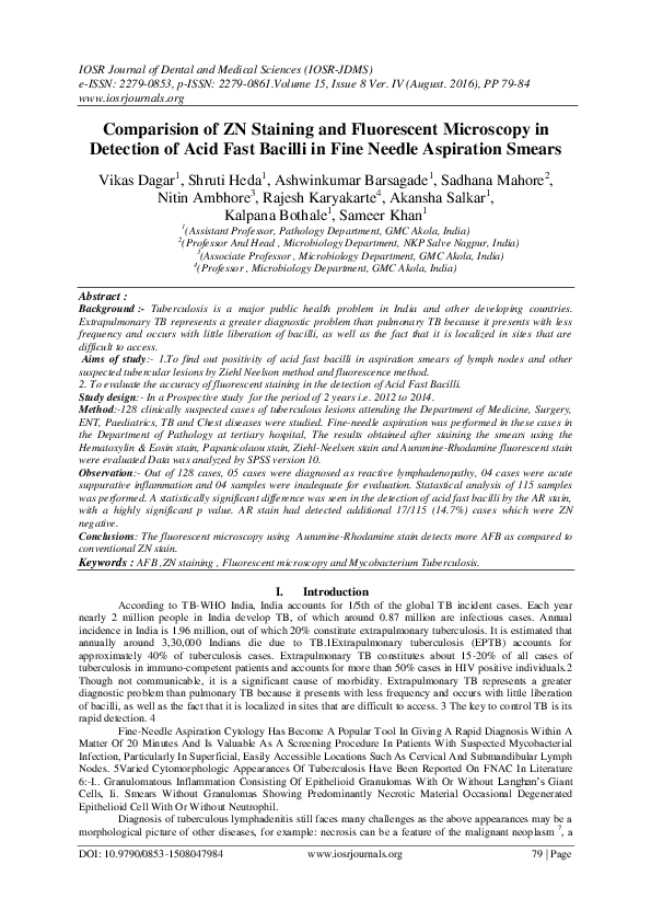 (PDF) Comparision of ZN Staining and Fluorescent Microscopy in