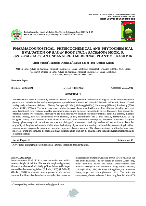 (PDF) Pharmacognostical, Physicochemical and Phytochemical Evaluation ...