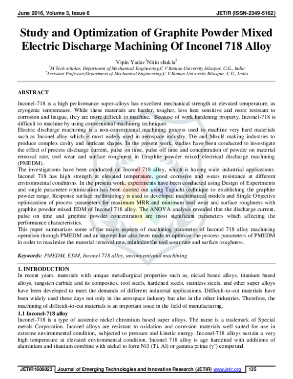(PDF) Study And Optimization Of Graphite Powder Mixed Electric ...