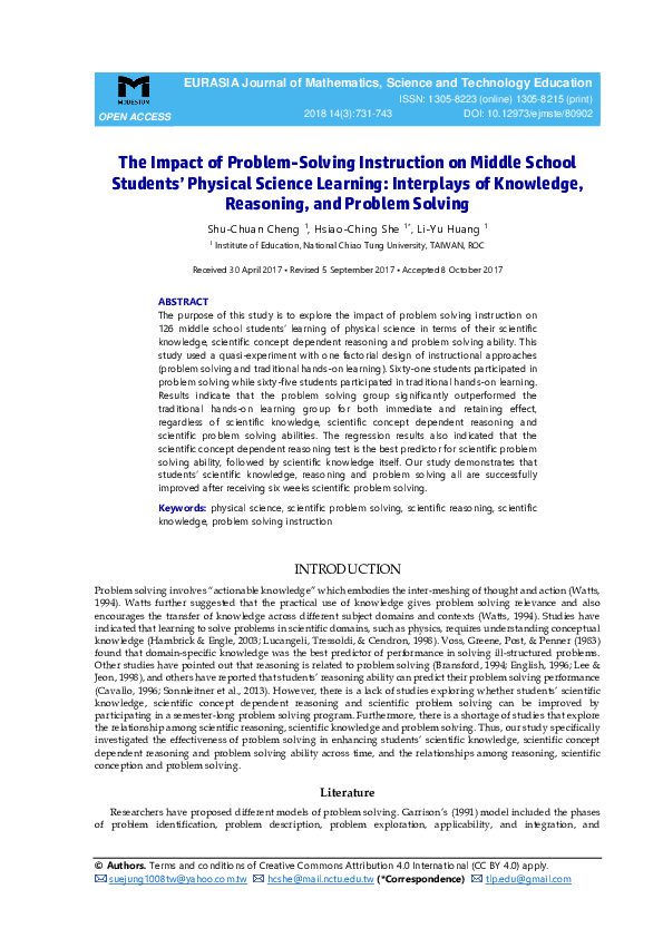 (PDF) The Impact of Problem-Solving Instruction on Middle School ...