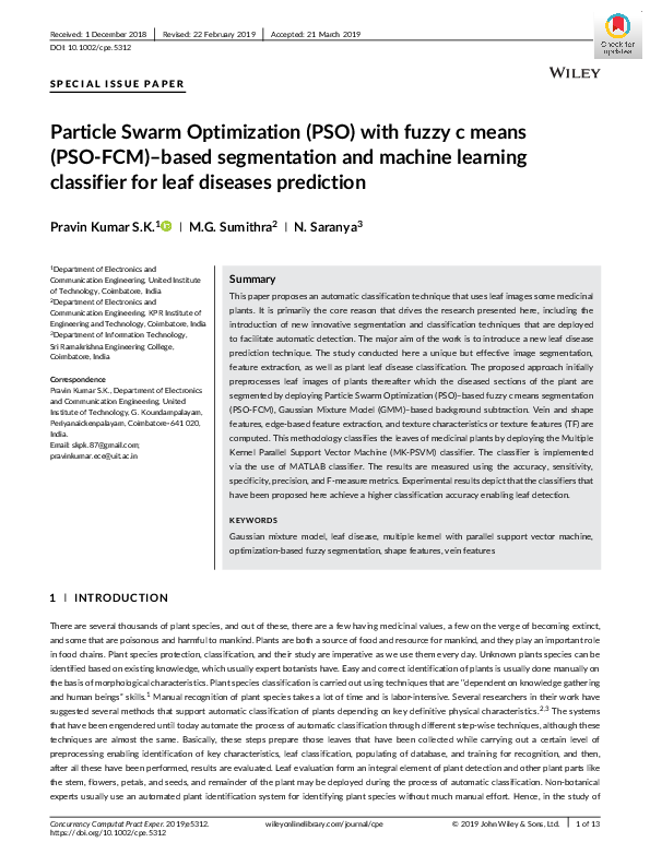 (PDF) Particle Swarm Optimization (PSO) with fuzzy c means (PSO‐FCM ...
