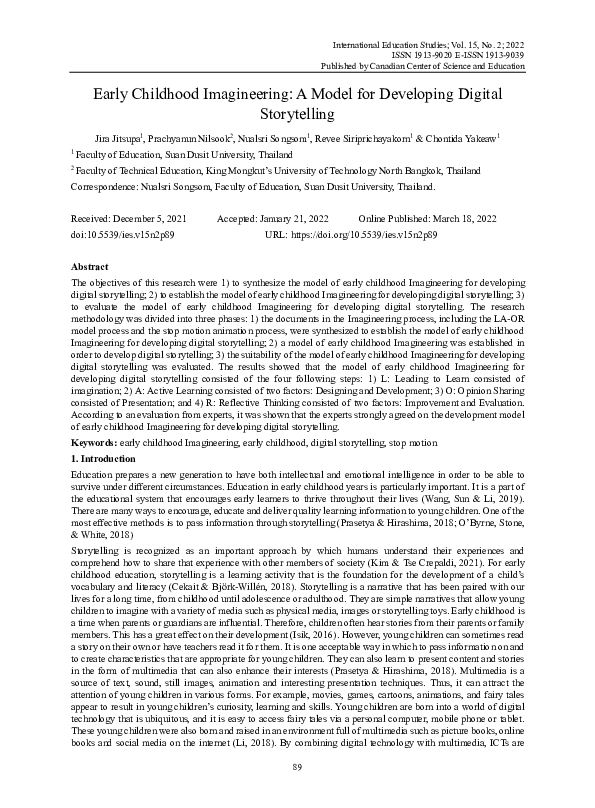 (PDF) Early Childhood Imagineering: A Model for Developing Digital ...