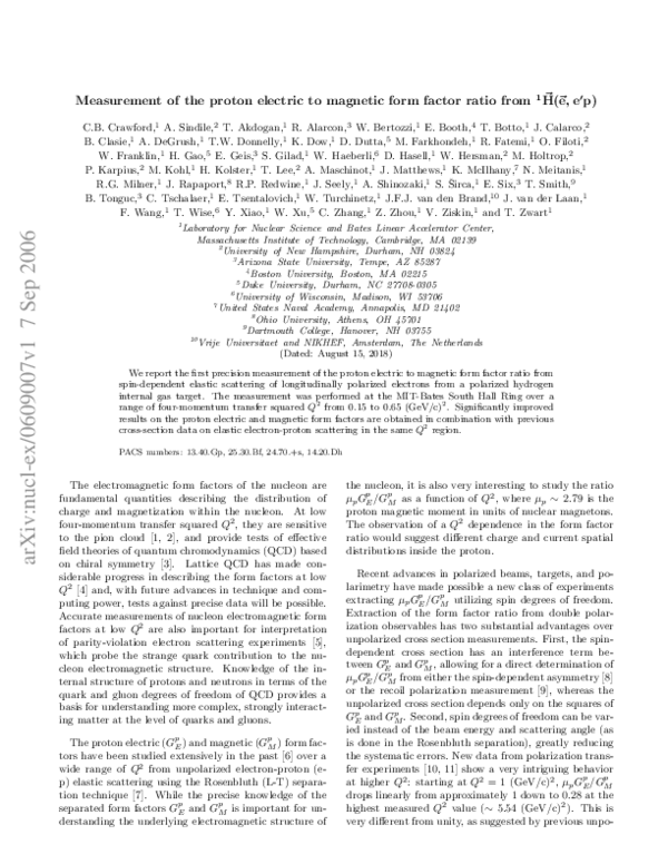 (PDF) Measurement of the Proton’s Electric to Magnetic Form Factor ...