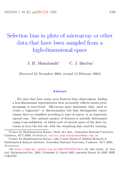 (PDF) Selection bias in plots of microarray or other data that have ...