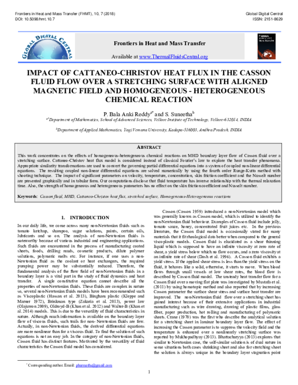 (PDF) Impact of Cattaneo-Christov Heat Flux in the Casson Fluid Flow ...