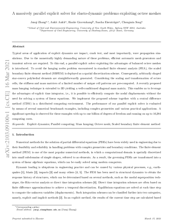 (PDF) A massively parallel explicit solver for elasto-dynamic problems ...