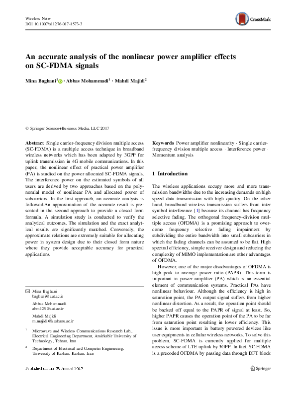 (PDF) An accurate analysis of the nonlinear power amplifier effects on ...