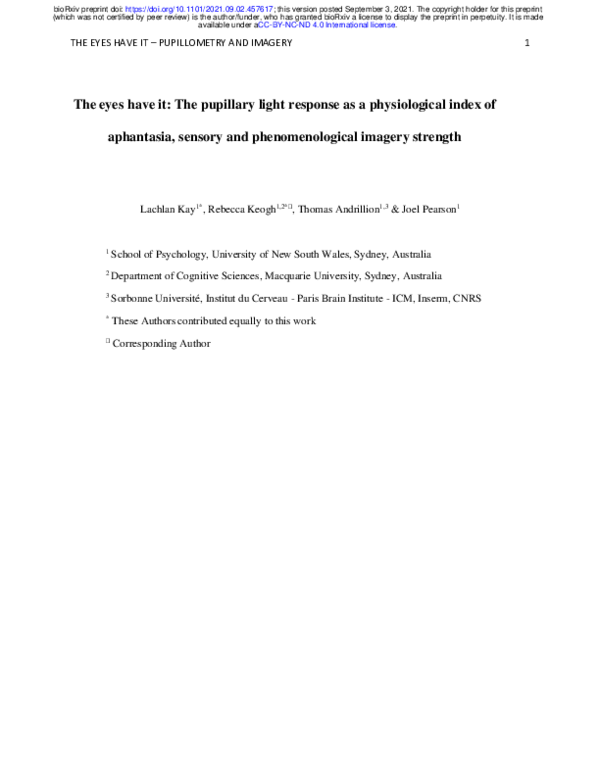 (PDF) The eyes have it: The pupillary light response as a physiological ...