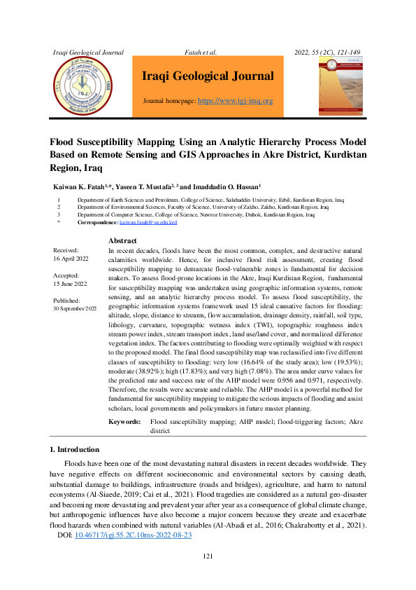 (PDF) Flood Susceptibility Mapping Using an Analytic Hierarchy Process ...