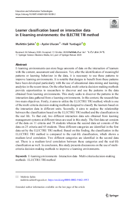 (PDF) Learner classification based on interaction data in E-learning ...