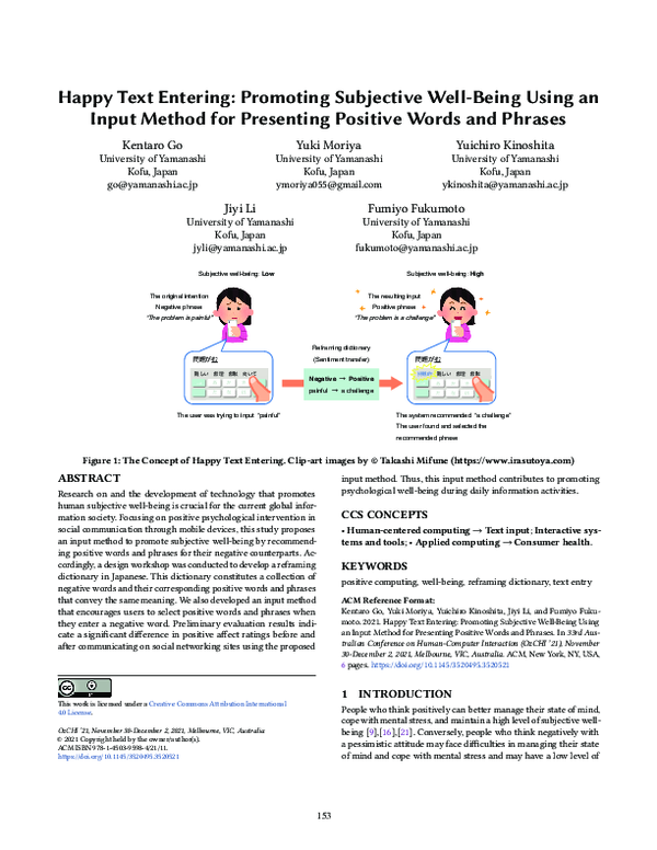 (PDF) Happy Text Entering: Promoting Subjective Well-Being Using an ...