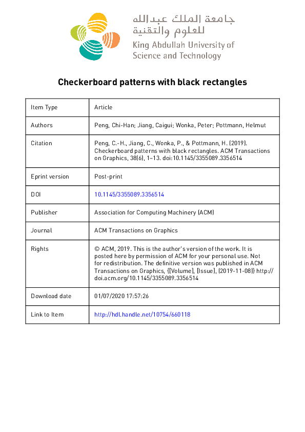 (PDF) Checkerboard patterns with black rectangles