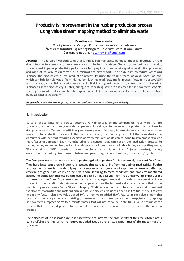 (PDF) Enhancing Rubber Production via Value Stream Mapping